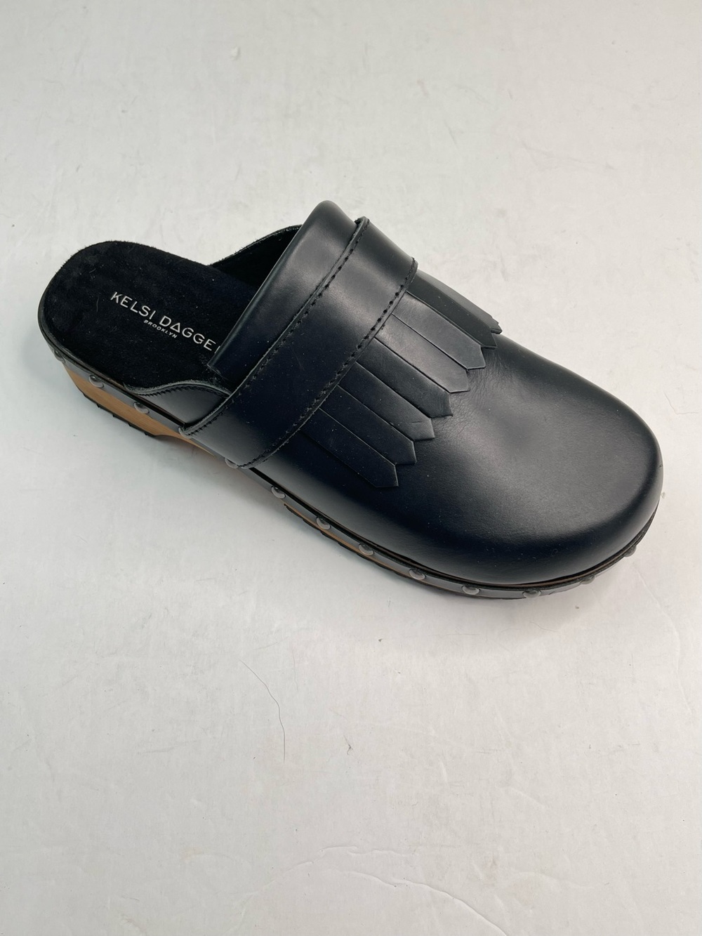 Kelsi Dagger Brooklyn Womens Studded Wood Hobby Clogs Black Size 8.5